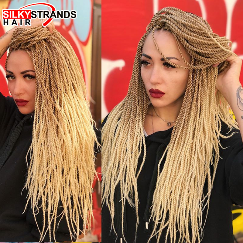 24 Inch Silky Strands Ombre Senegalese Twist Crochet Hair 30 Stands/Pack Kanekalon Synthetic Braiding Hair Extensions/24 Inch Silky Stra